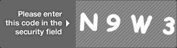 captcha code for visual authentication  letter N number 9 letter W number 3