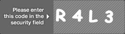 captcha code for visual authentication  letter R number 4 letter L number 3