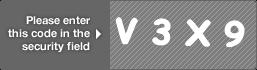 captcha code for visual authentication  letter V number 3 letter X number 9